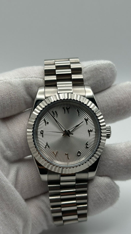 Silver Arabic Dial Watch